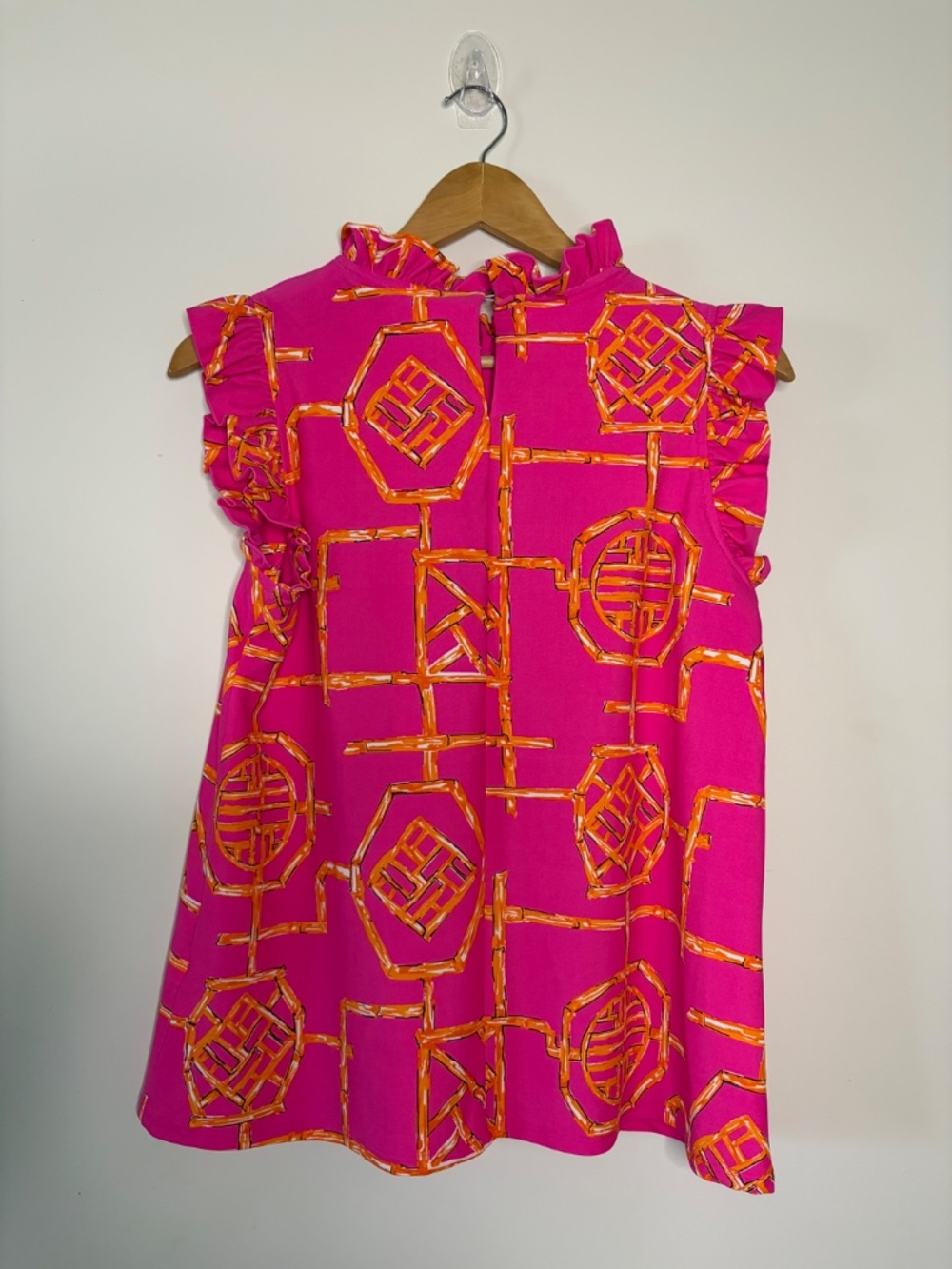 Jude Connally Pink Orange Print Ruffle Sleeve Top NWT Resort Preppy - Picture 4 of 5